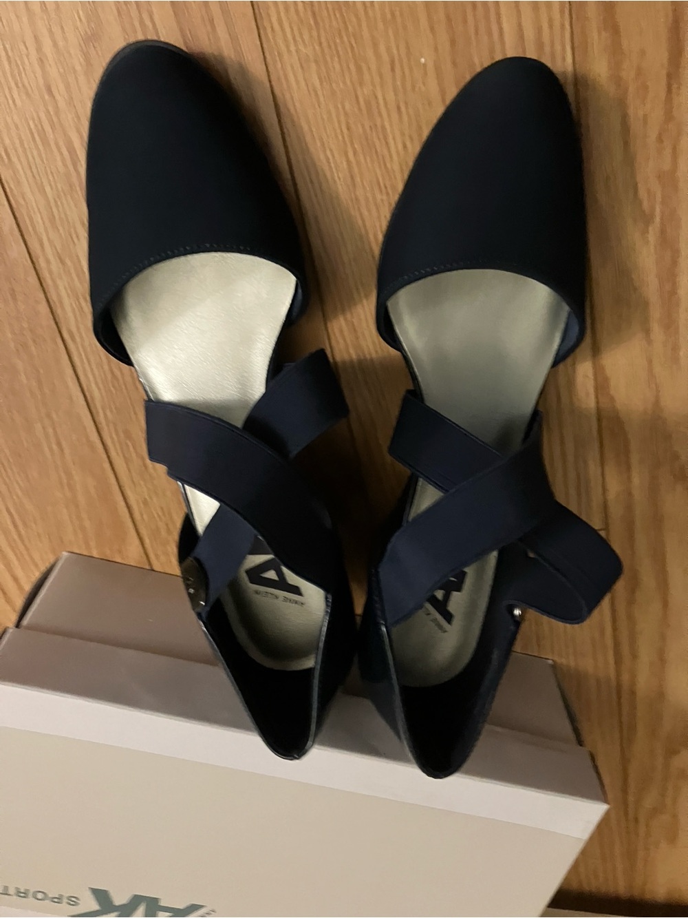 Anne Klein Navy Crisscross Strap Wedge - Picture 3 of 6